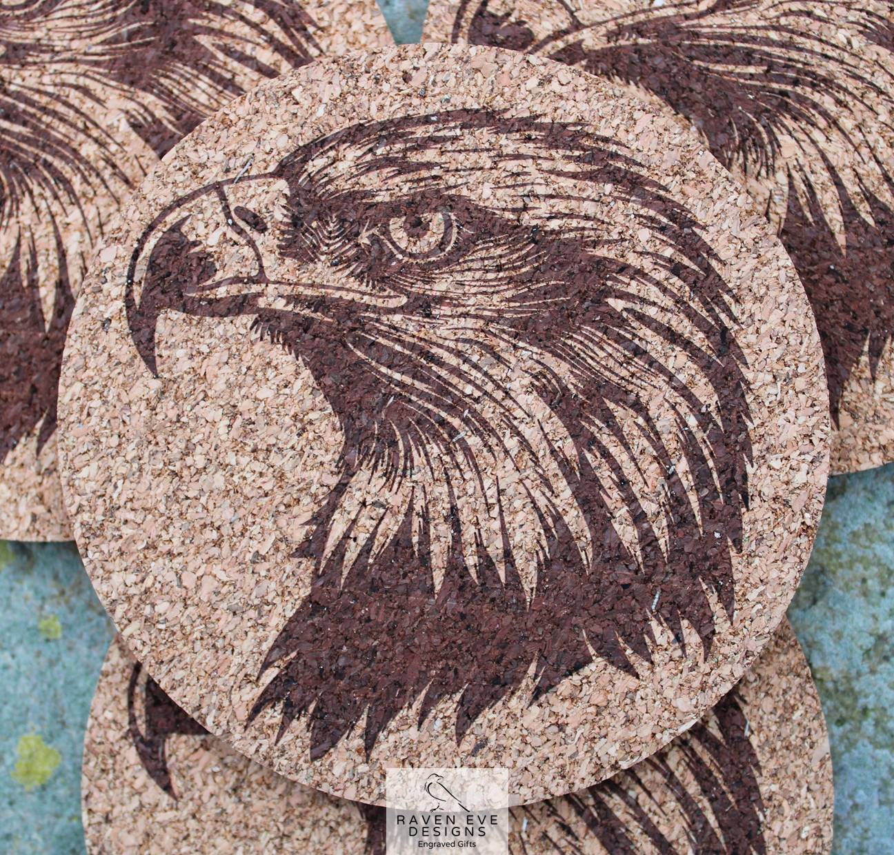 'Eagle' Engraved Cork Coaster