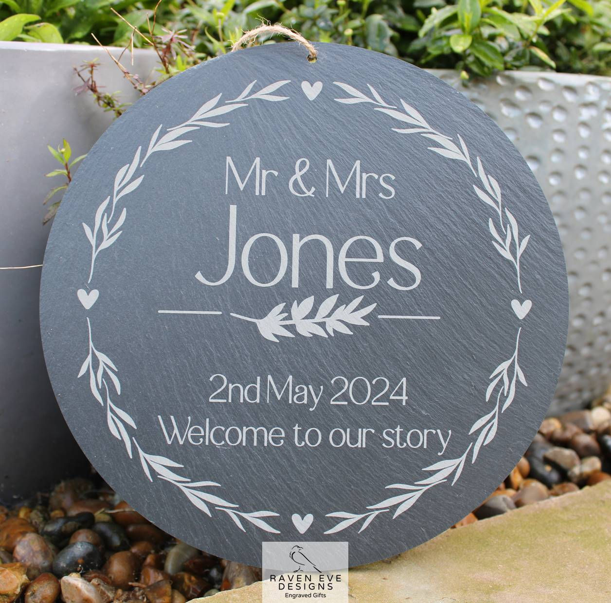 Personalised 'Welcome To Our Story' Engraved Welsh Slate Sign