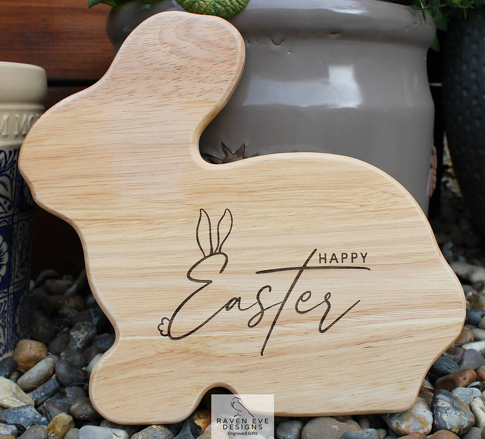 'Happy Easter' Engraved Rabbit Shaped Board