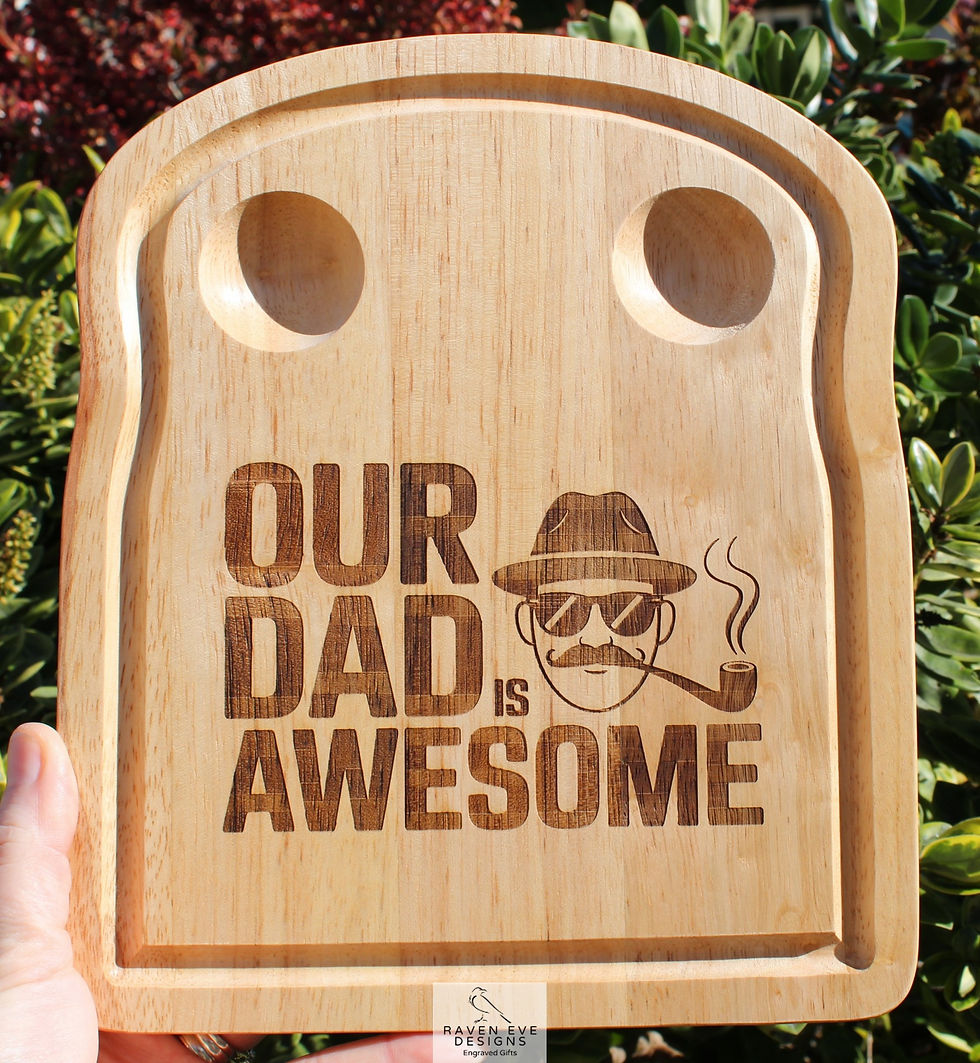 'Our Dad Is Awesome' Engraved Wooden Toast Shaped Egg Board