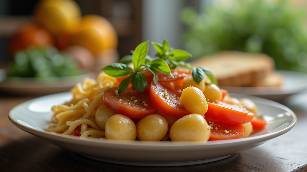 Close-up view of a beautifully arranged plate of healthy food