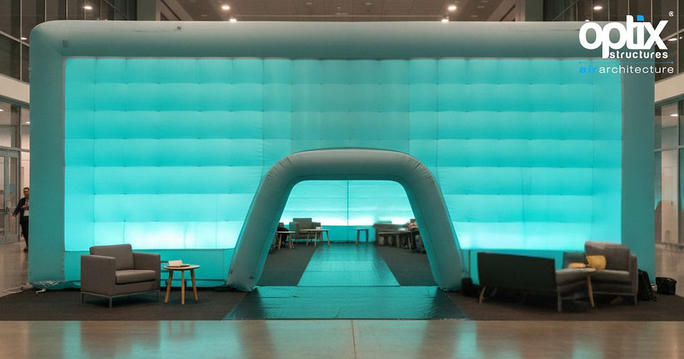 Optix Inflatable Cube with spacious seating and clear circulation at a corporate event.