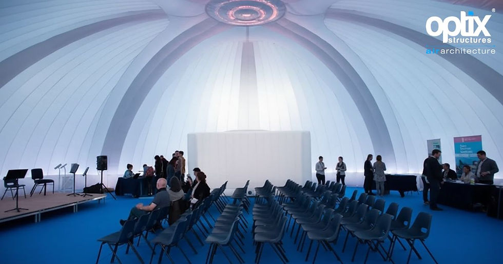 Optix branded dome used for open-day registration.