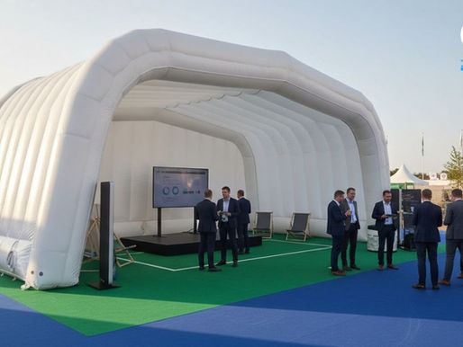 Optix Air Roof framing an open corporate festival presentation area.