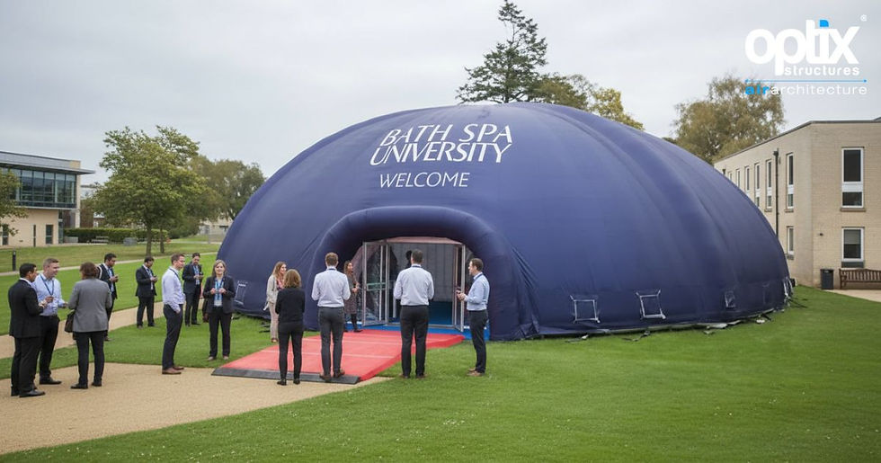 20m Bath Spa University Optix inflatable Dome shown at realistic event scale.