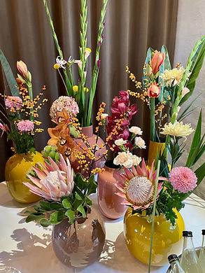 Blomsteropsætning og dekoration fra Come Together i forbindelse med messearrangement
