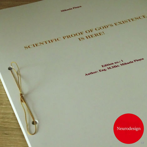 First page of Scientific Proof of God's Existence is Here! by the internationally awarded author Eng. M.Mkt. Mihaela Plesca