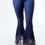 Thumbnail: Hi Waisted Fringed Leg- Denim Jeans