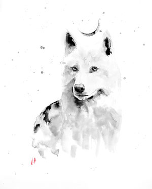 encre de chine, encre, sumie, sumi-e, animaux, noir et blanc, zen, esprit animal, art, aquarelle, animaux totems, totem, chinese art, art lavis, lavis, loup, louve