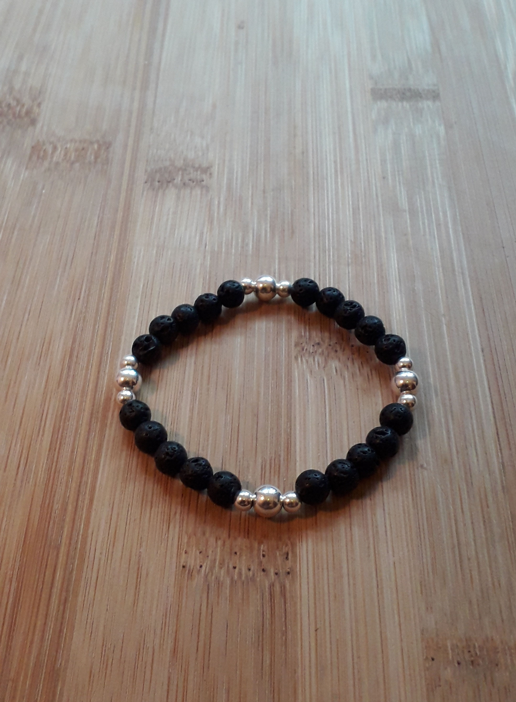 Lava/ silver beads bracelet
