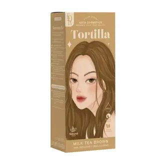 Tortilla hair dye box in Milk Tea Brown with woman illustration