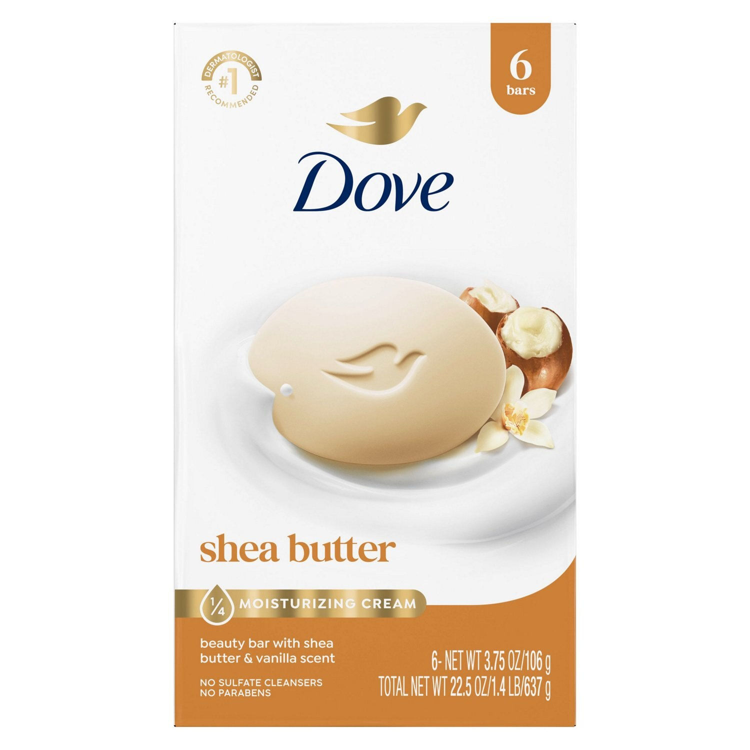 Dove Shea Butter Beauty Bar Soap 6-Piece Pack 3.75 oz
