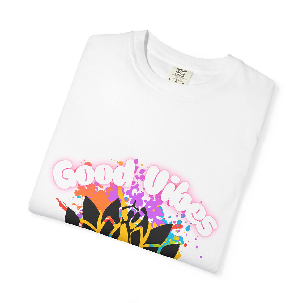 Thumbnail: Garment-Dyed T-Shirt Good Vibes Only Lotus Design