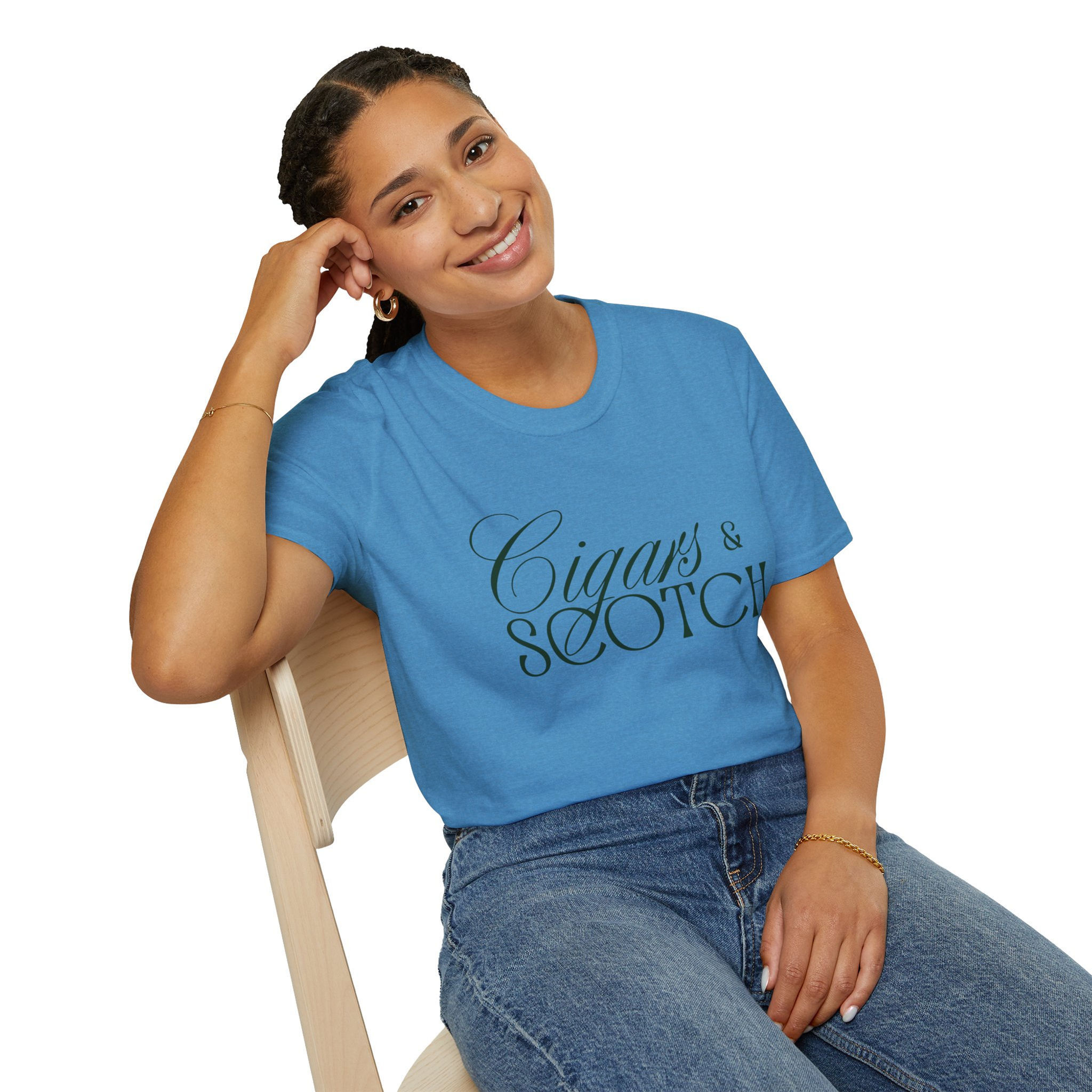 Cigars & Scotch T-Shirt — Script Graphic Tee for Cigar and Spirit Fans