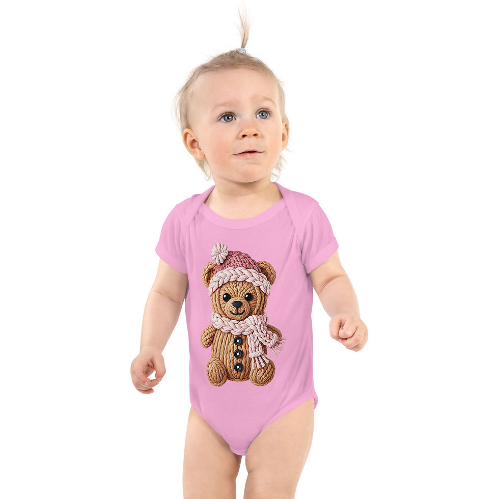 Thumbnail: Cozy Yarn Teddy Bear Winter Christmas Baby one piece