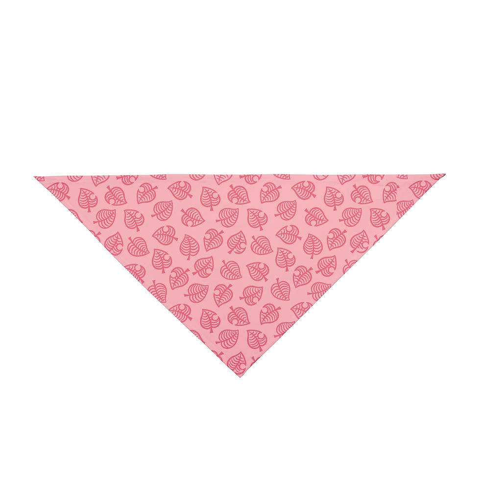Thumbnail: Pink Leaf Pattern Pet Bandana — Animal-Inspired Dog & Cat Accessory ACNH