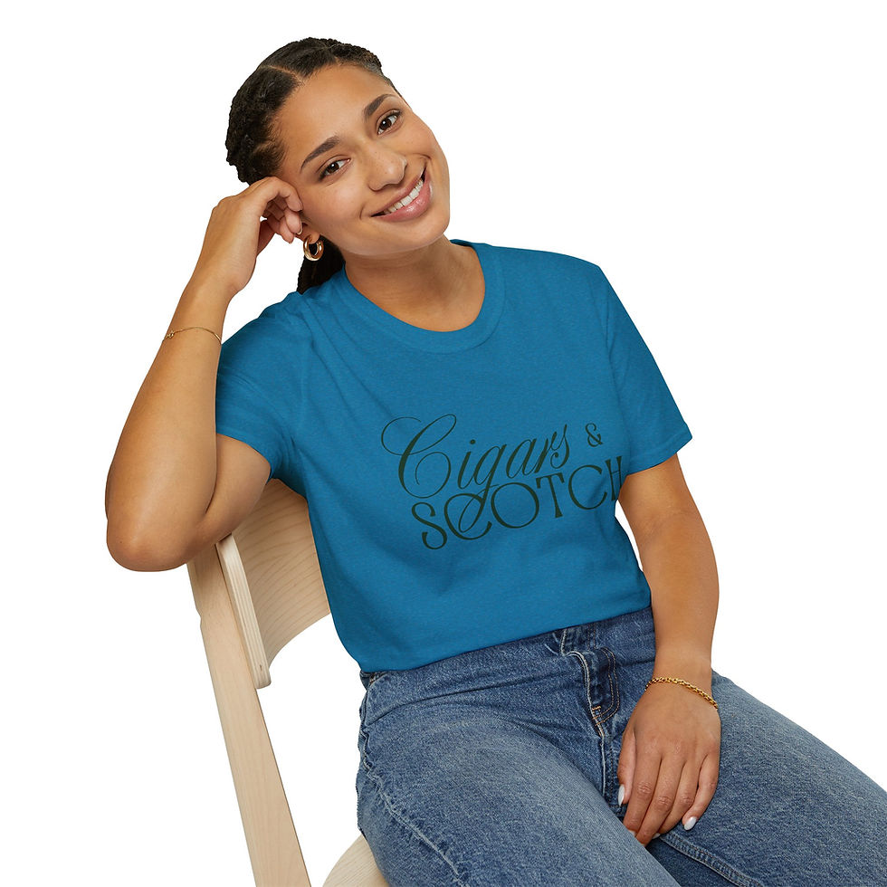 Thumbnail: Cigars & Scotch T-Shirt — Script Graphic Tee for Cigar and Spirit Fans