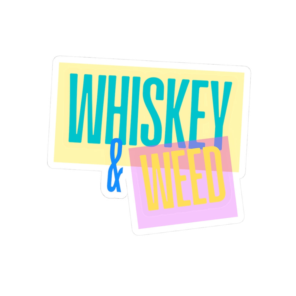 Thumbnail: "Whiskey & Weed" Retro Colorblock Kiss-Cut Sticker