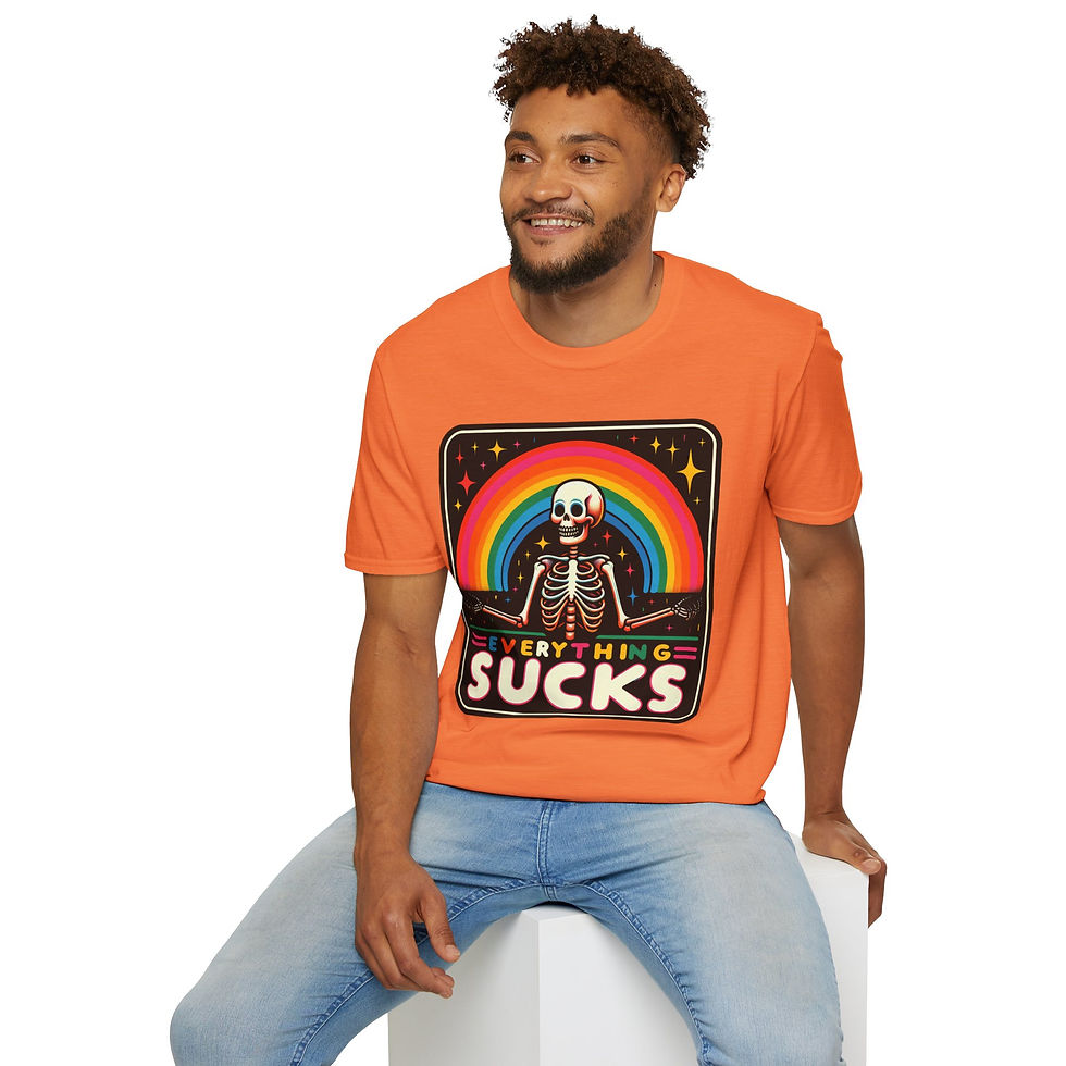 Thumbnail: Funny ‘Everything Sucks’ Rainbow Skeleton T-Shirt