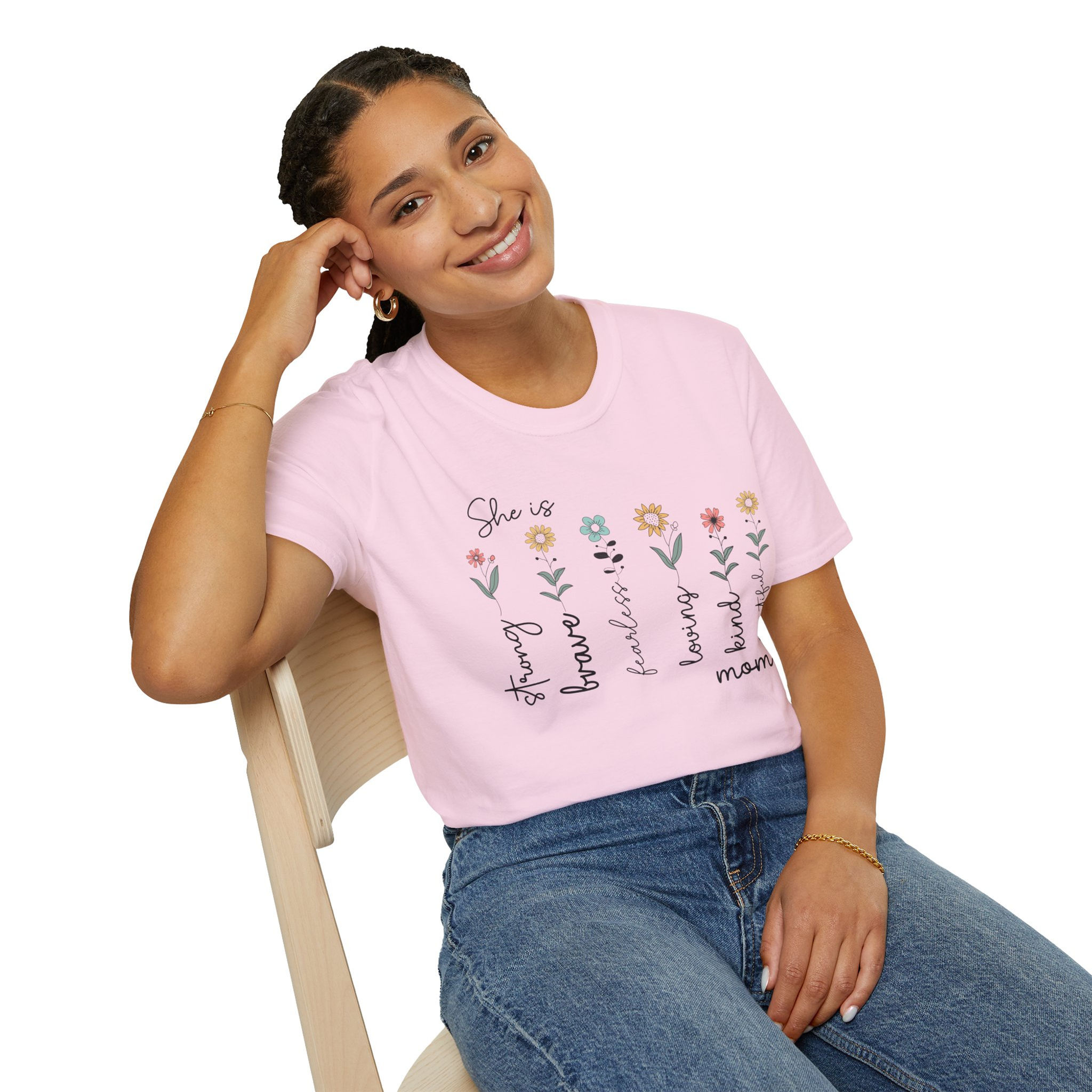 Floral Mom Vibes TShirt — "She is" Mother Daughter Sister Garden Tee Family Love