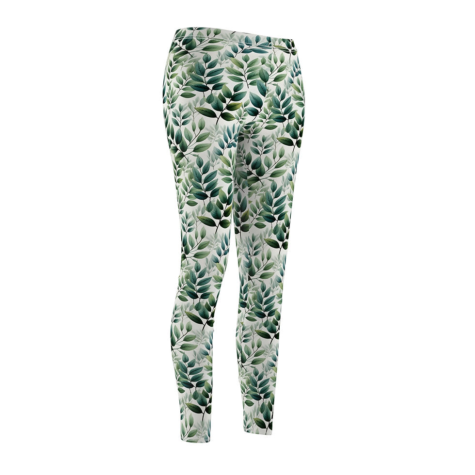 Thumbnail: Blooming Green Leaves Women's Leggings – Floral All-Over Print