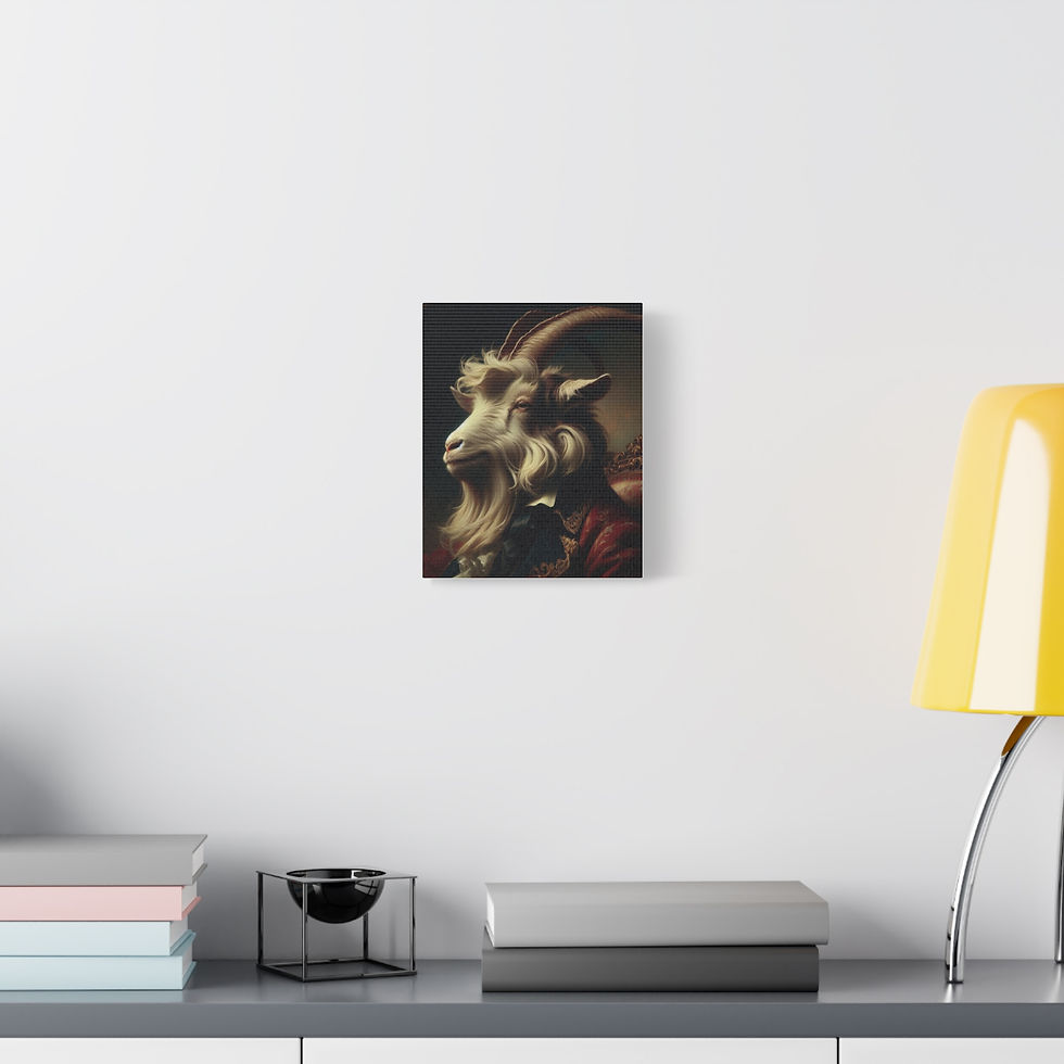 Thumbnail: Regal Goat Portrait Canvas — Matte Stretched Wall Art - Royal Goat Portrait