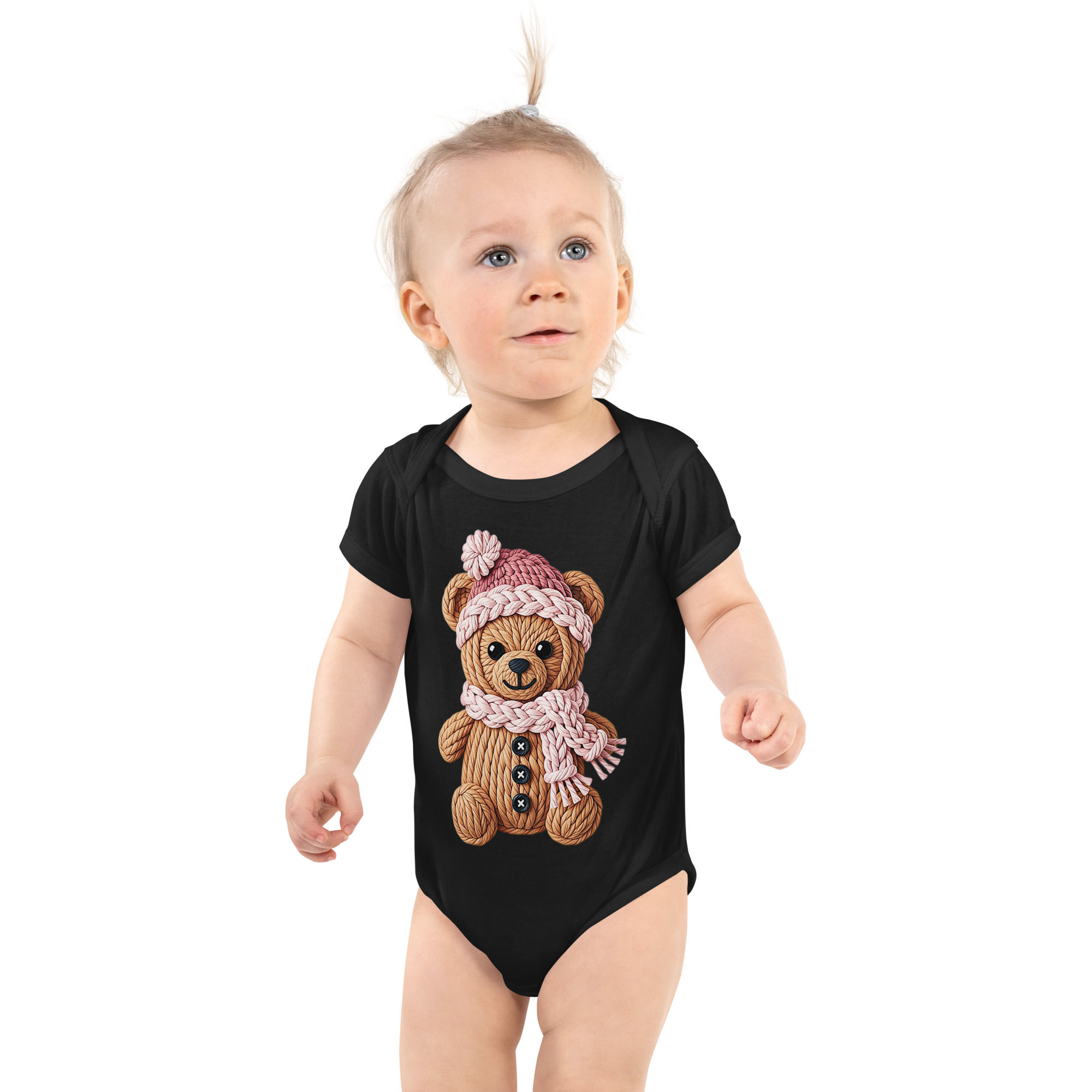 Cozy Yarn Teddy Bear Winter Christmas Baby one piece
