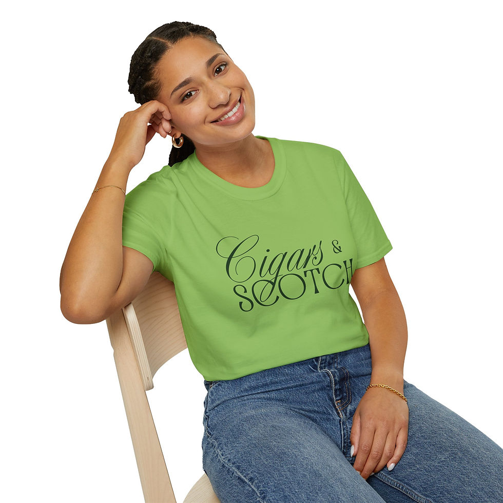 Thumbnail: Cigars & Scotch T-Shirt — Script Graphic Tee for Cigar and Spirit Fans