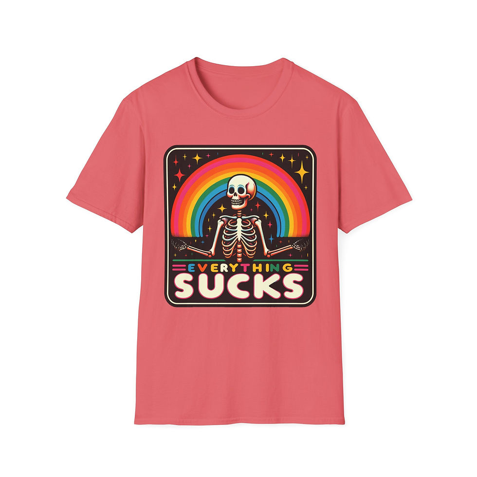 Thumbnail: Funny ‘Everything Sucks’ Rainbow Skeleton T-Shirt