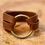 Thumbnail: Large Brass Ring Weathered Brown Leather Bracelet