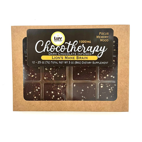 1000mg x 12 Lion's Mane infused Dark Chocolate | Luv Superfoods