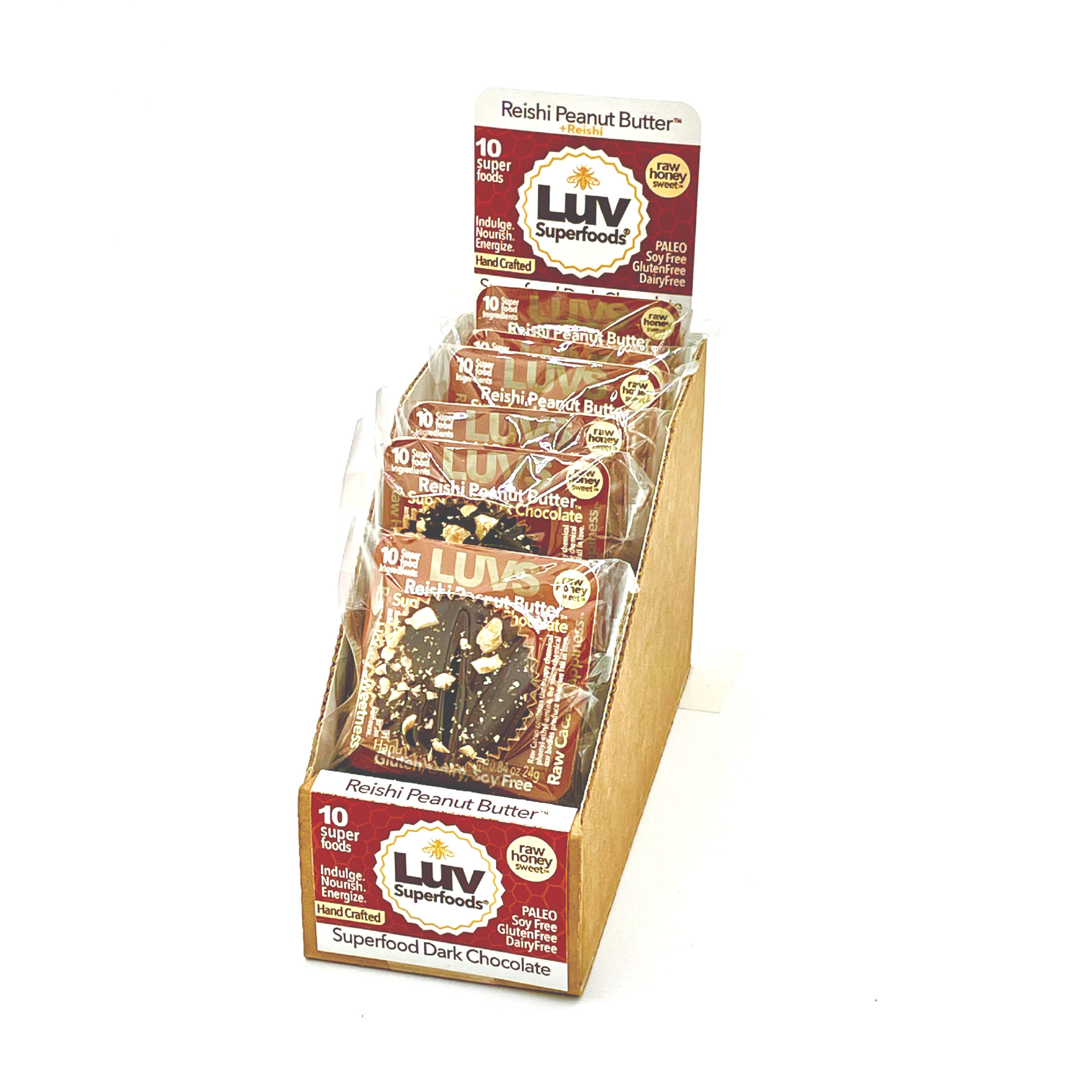 Reishi Peanut Butter Raw Chocolate +Reishi +Raw Honey Box of 11 Decadent Cups