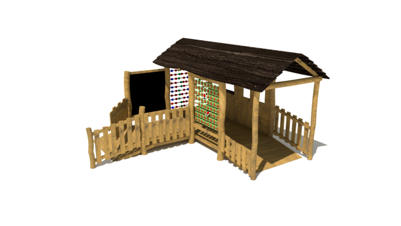 Integratief speelhuisje met speelwanden robinia