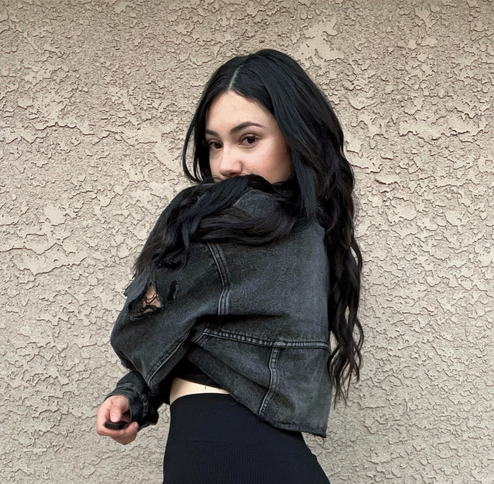 Denim Distressed Crop Jacket