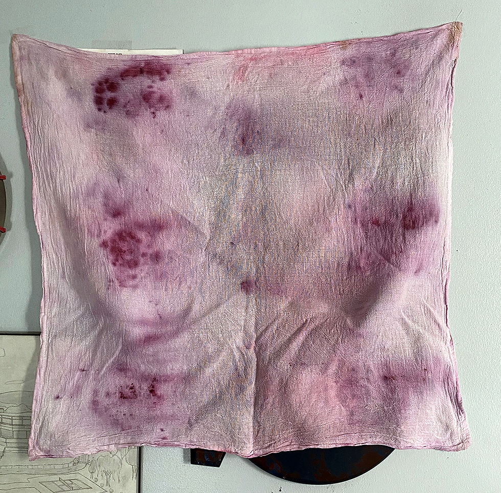 Eco dyed fabric with light and dark pinks