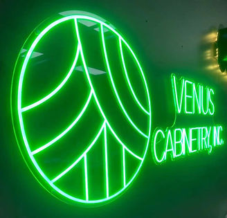 Green LED lighting fixture for indoor spaces, mounted on acrylic base, ideal for signage illumination