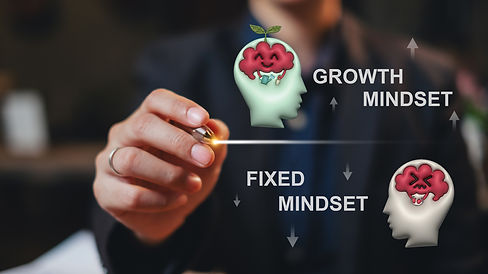 Growth mindset vs Fixed Mindset concept strategy for web banner. Infographic of human head