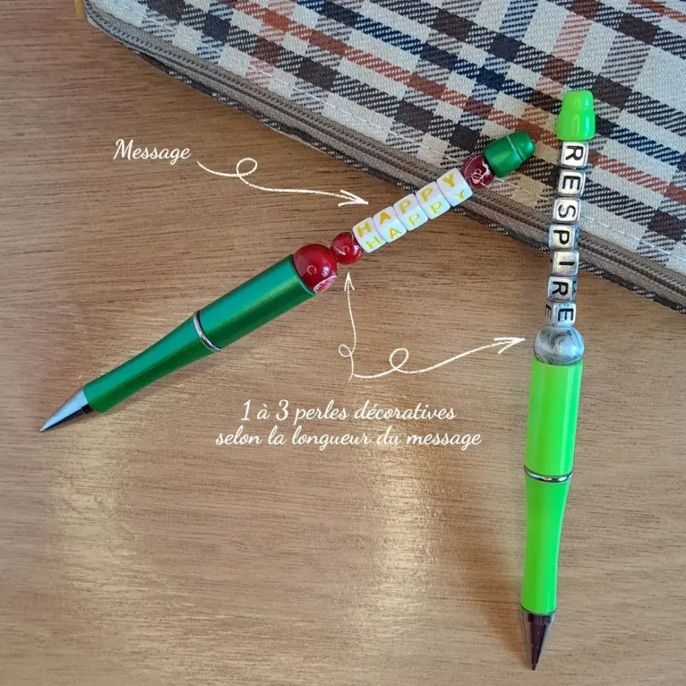Stylos mantra personnalisé en perles