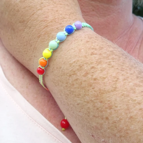 60 Perles Acryliques Arc-en-ciel Pastel Rayées - 8mm Pour Bracelets Et Créations