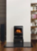 Steel low bench compatible with Stovax's free-standing stoves in living room