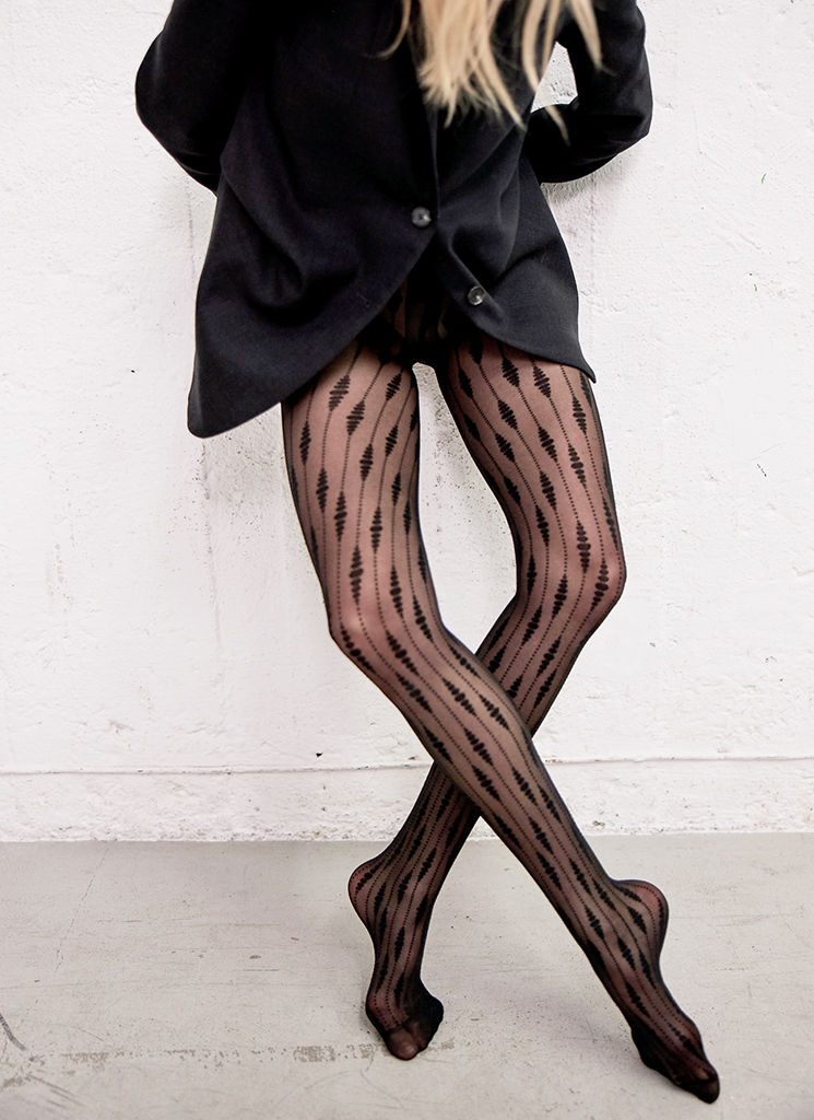 Sustainable Hosiery Swedish Stockings Josefin Drop Tights Black Ivory Australia NZ
