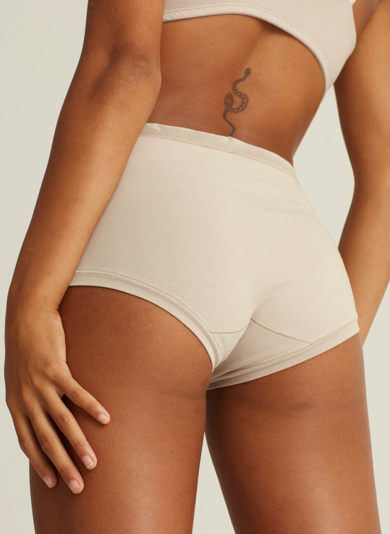 Sustainable Hosiery Woron Organic Cotton High-Rise Brief Nude Australia NZ