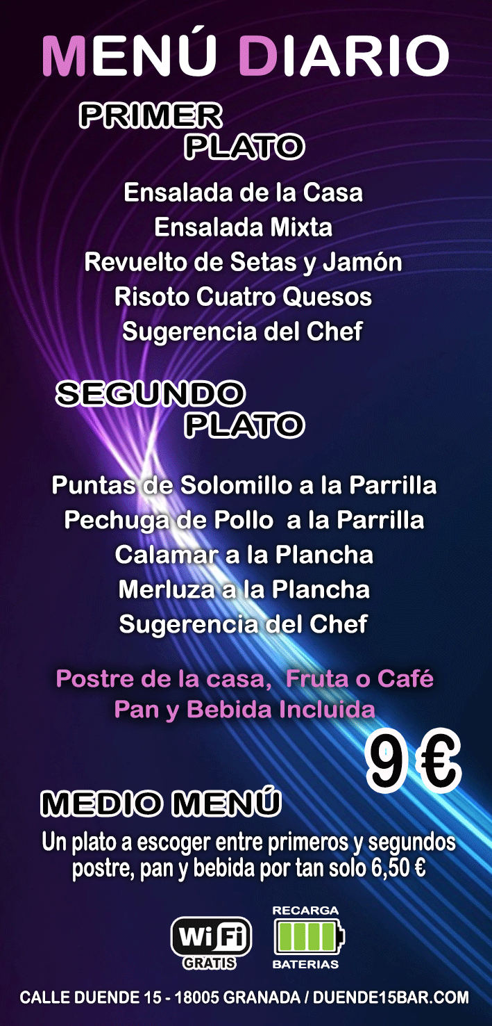 MENU DIARIO  POR 9€