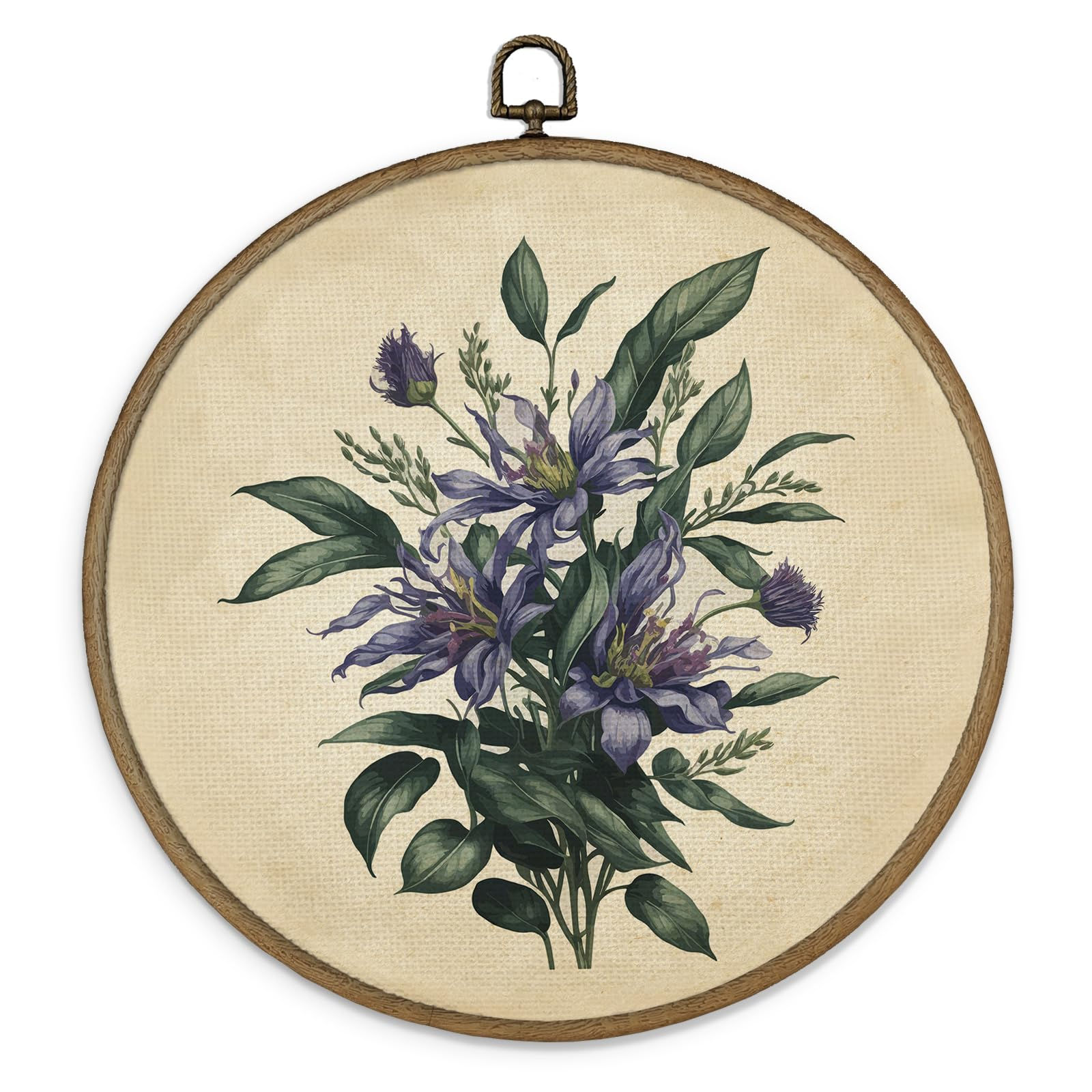 MAQIKA Retro Purple Floral Plant Framed Wall Art Decor Vintage Botanical Print W