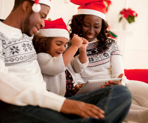 Family having fun at Christmas