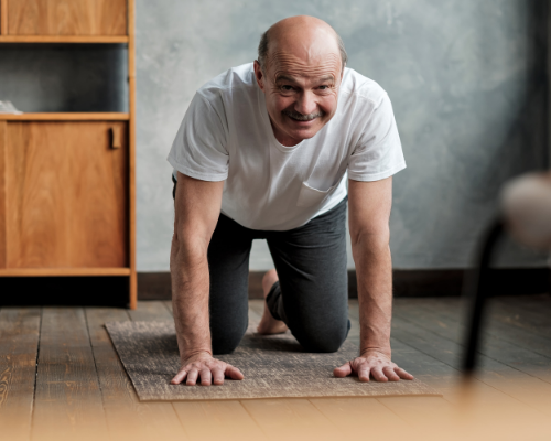 The Cat-Cow stretch is a move based on a yoga pose that is designed to improve posture and balance
