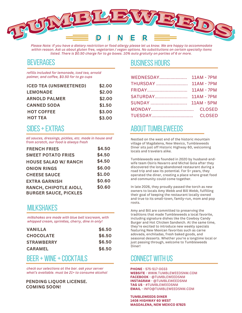 Tumbleweeds Menu Front.png