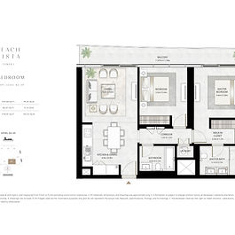 Beach Vista 05 type 2 bedroom floor plan selling sunset dubai