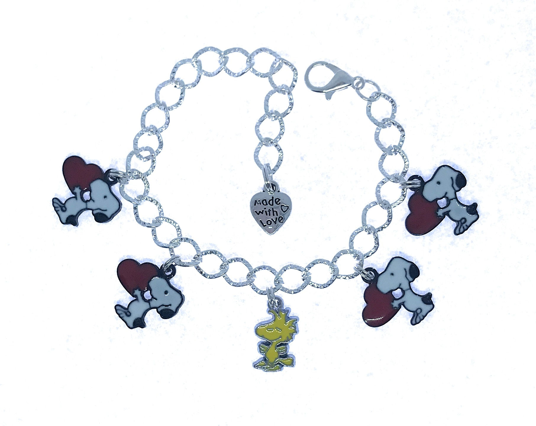 Snoopy Heart and Woodstock Charm Bracelet