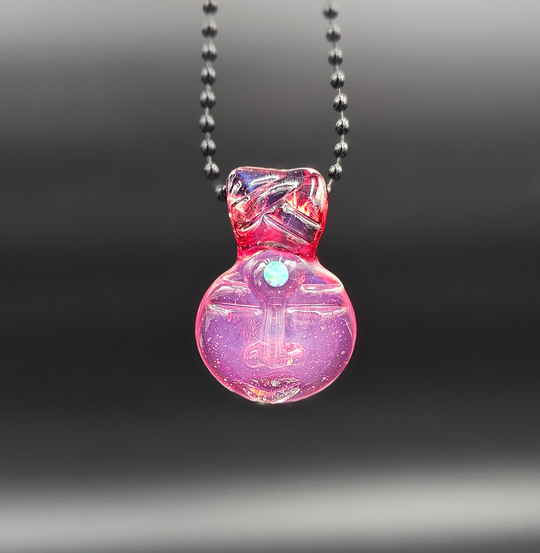Sable Haze Pink Moon Face Pendant